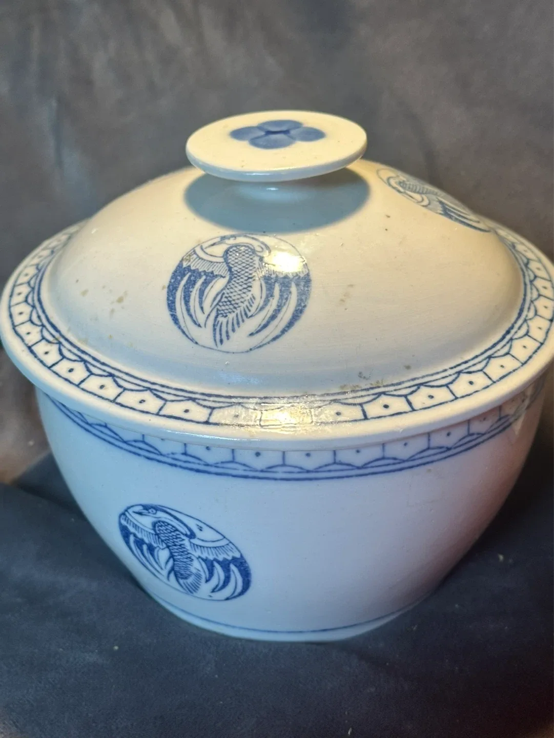 Japanese Porcelain Covered Rice Pot