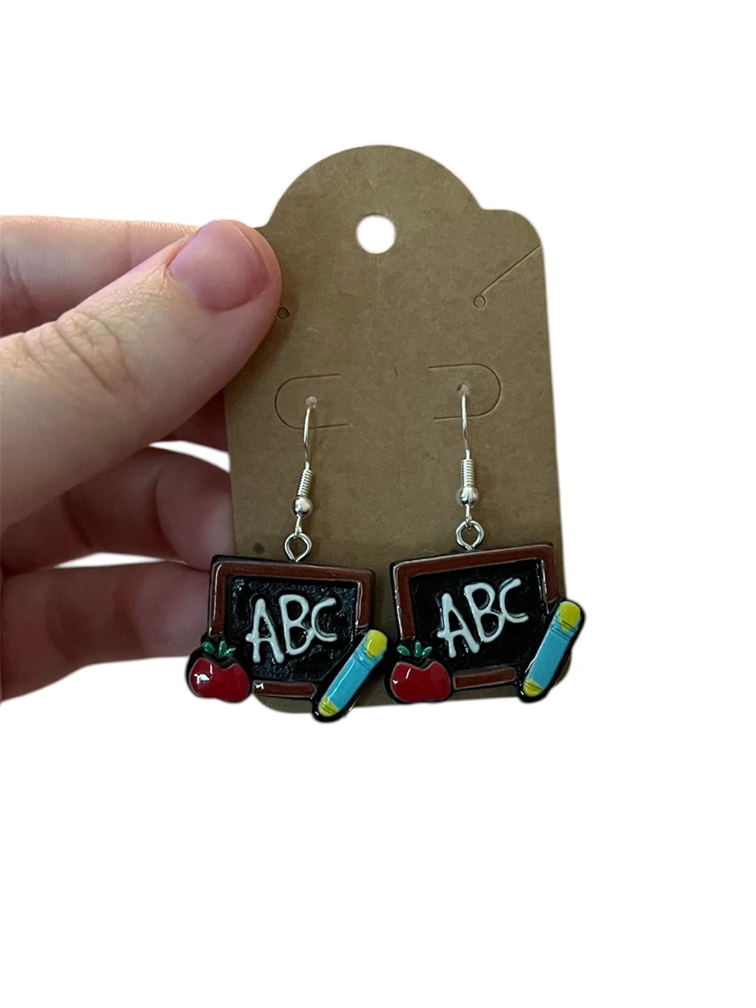 Teacher Blackboard Earrings with Apple and Pencil Charms