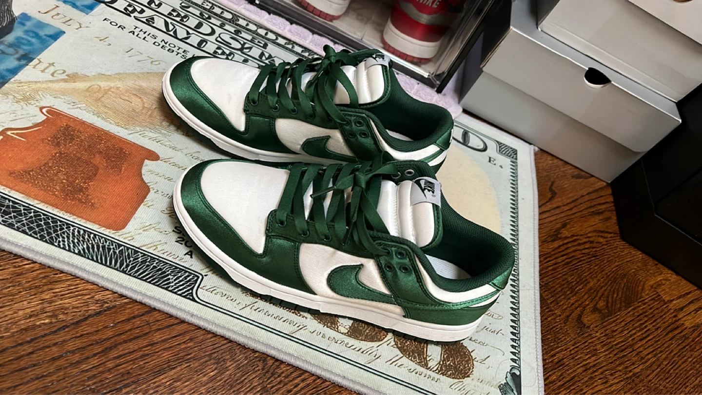 Nike Dunk Low Green White Satin