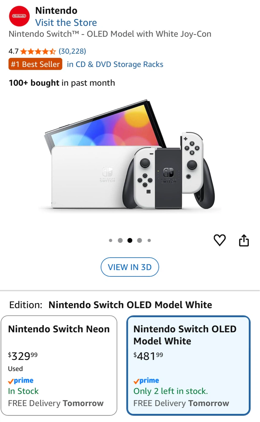 Nintendo Switch OLED Model with White Joy-Cons