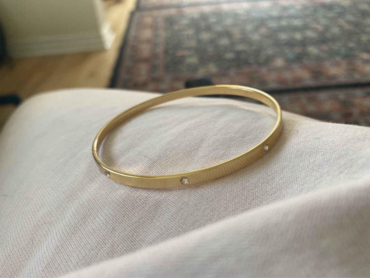 Gold Bangle Bracelet with Crystals