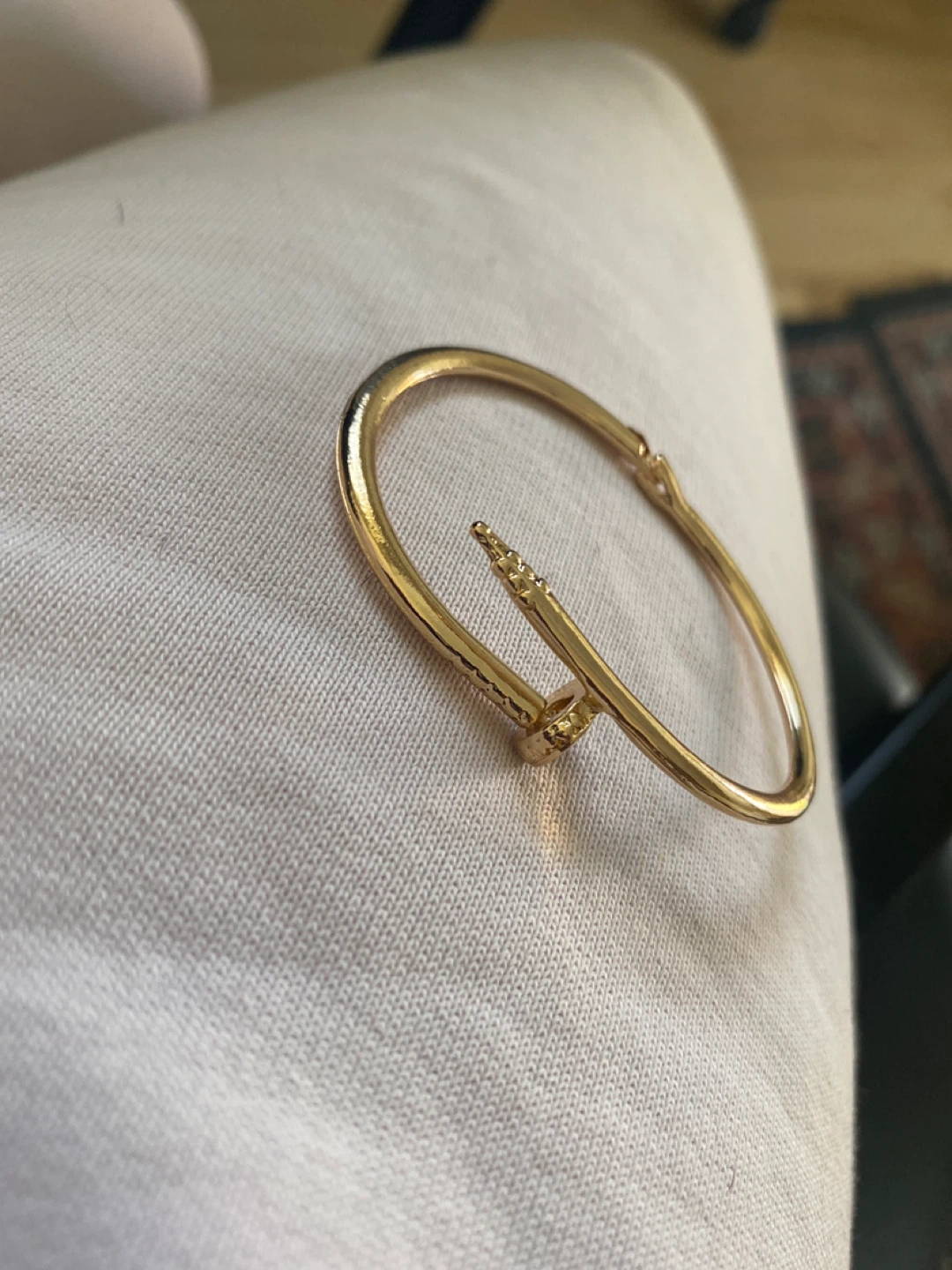 Gold Nail Bangle with crystal details