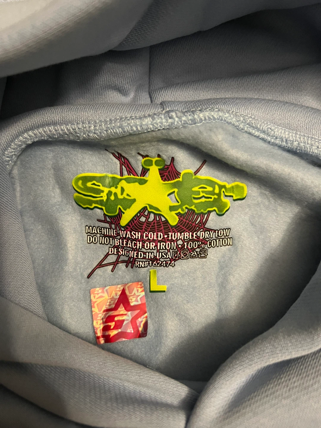 SPIDER WEB HOODIE - LIGHT BLUE - SIZE L - photo 3