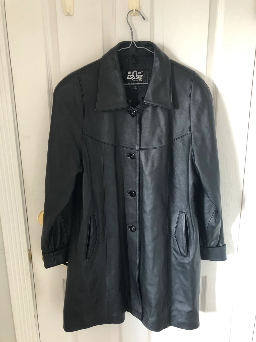 DIAOLONG Genuine Leather Jacket - Black, XXL