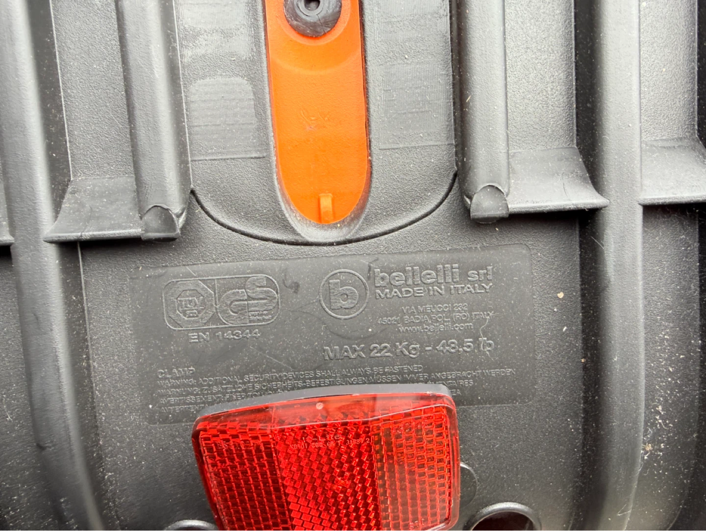 Bellelli Orange Bike Seat for Kids
