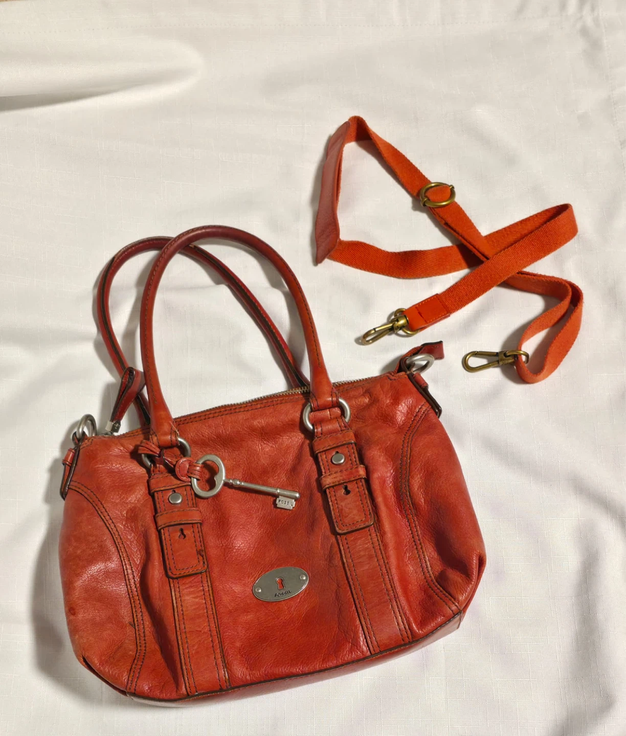 Fossil Leather Satchel Handbag