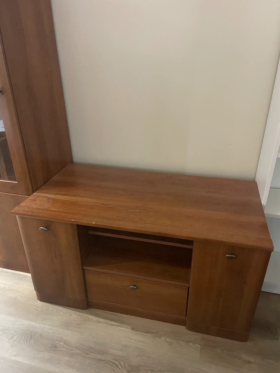 Wooden TV Stand with Cabinet and Drawer - photo 2