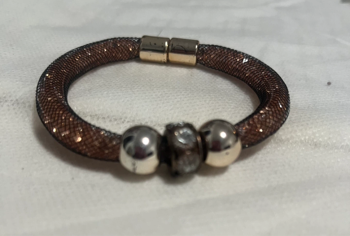 Sparkly Brown Mesh Bracelet with Charms - photo 2