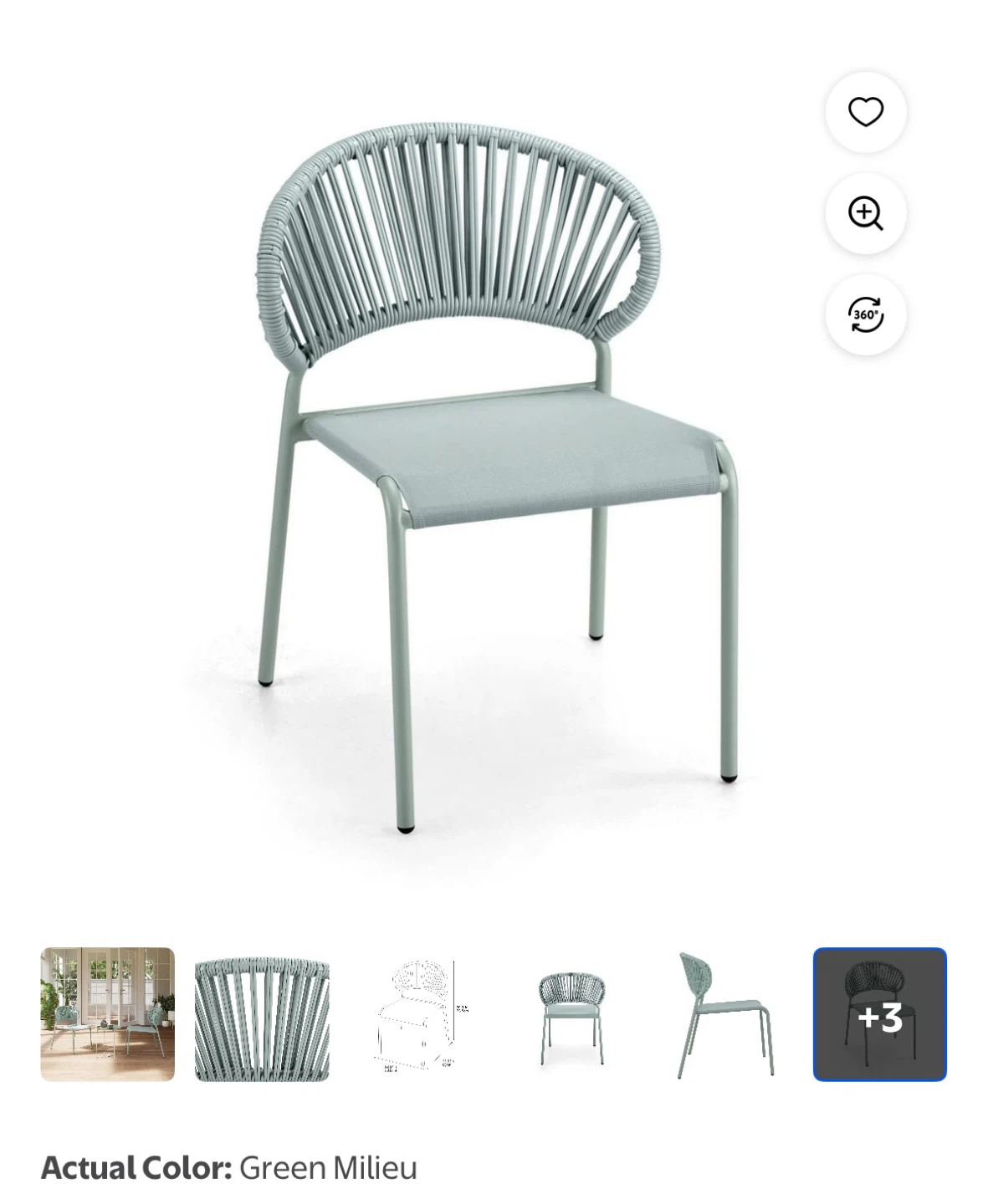 Sage Green Wicker & Sling Chair - photo 3