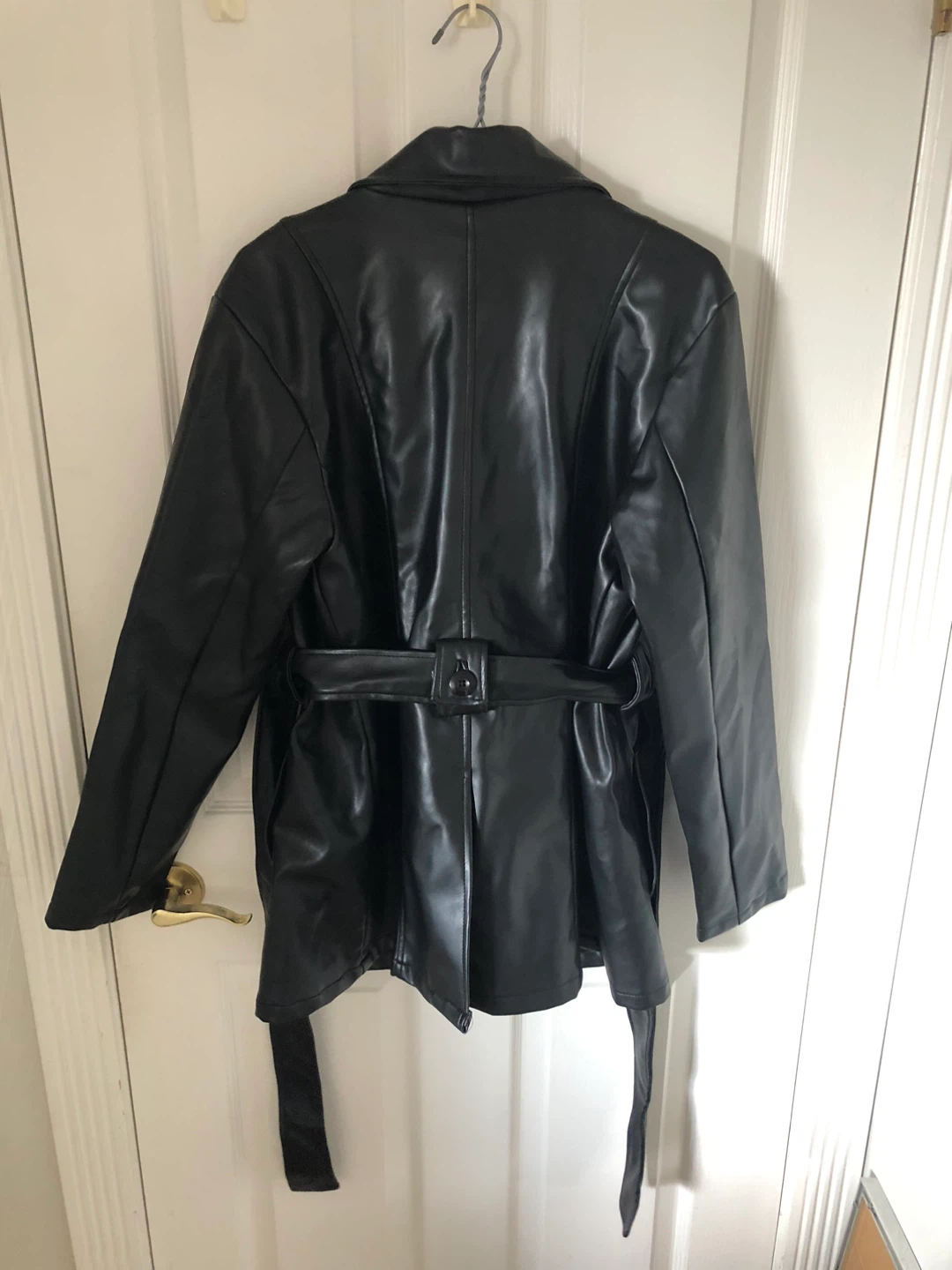 Mariposa Black Faux Leather Belted Jacket XL/TG - photo 2