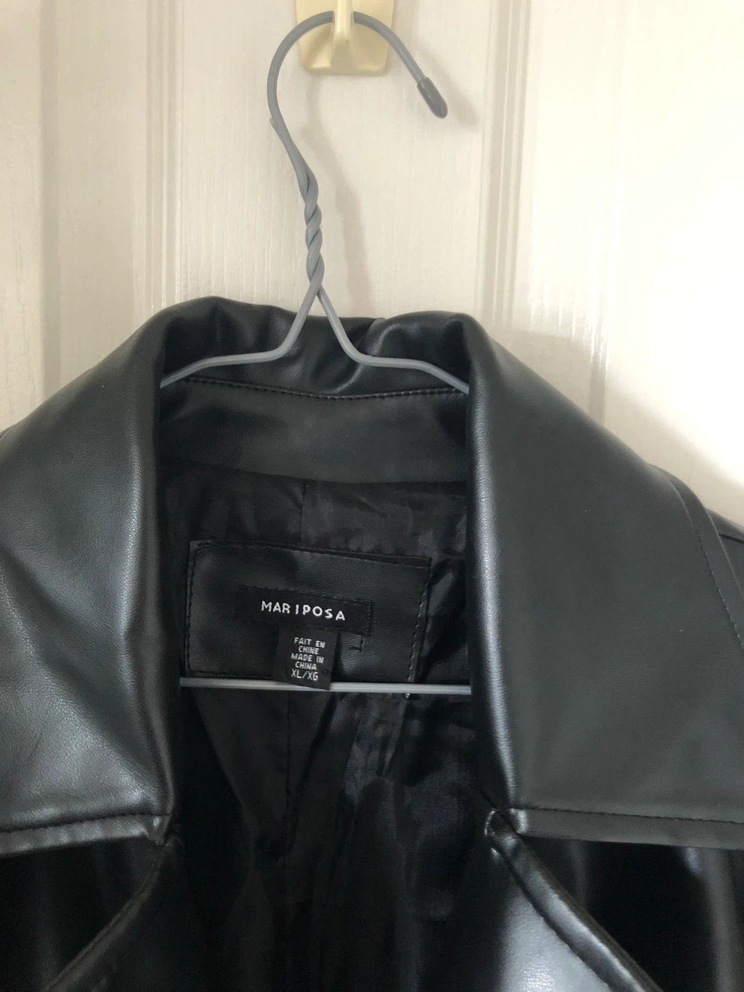 Mariposa Black Faux Leather Belted Jacket XL/TG - photo 3