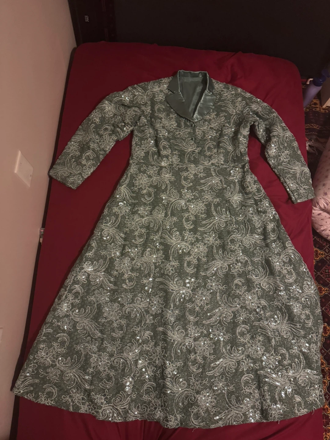 Sage Green Sequined Formal Dress