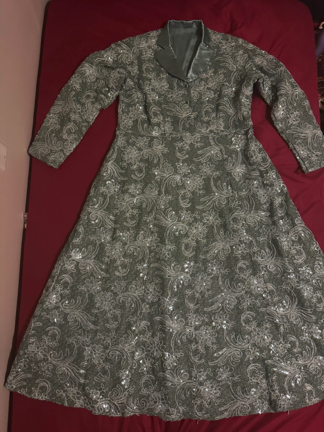 Sage Green Sequined Formal Dress - photo 2