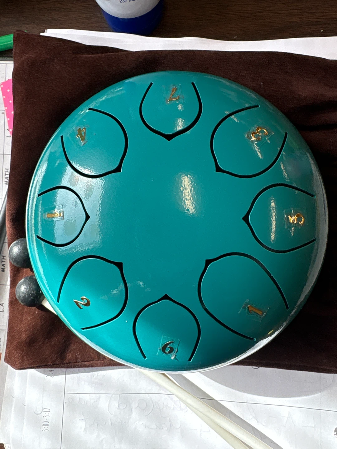 Teal 8-Note Steel Tongue Drum with Mallets
