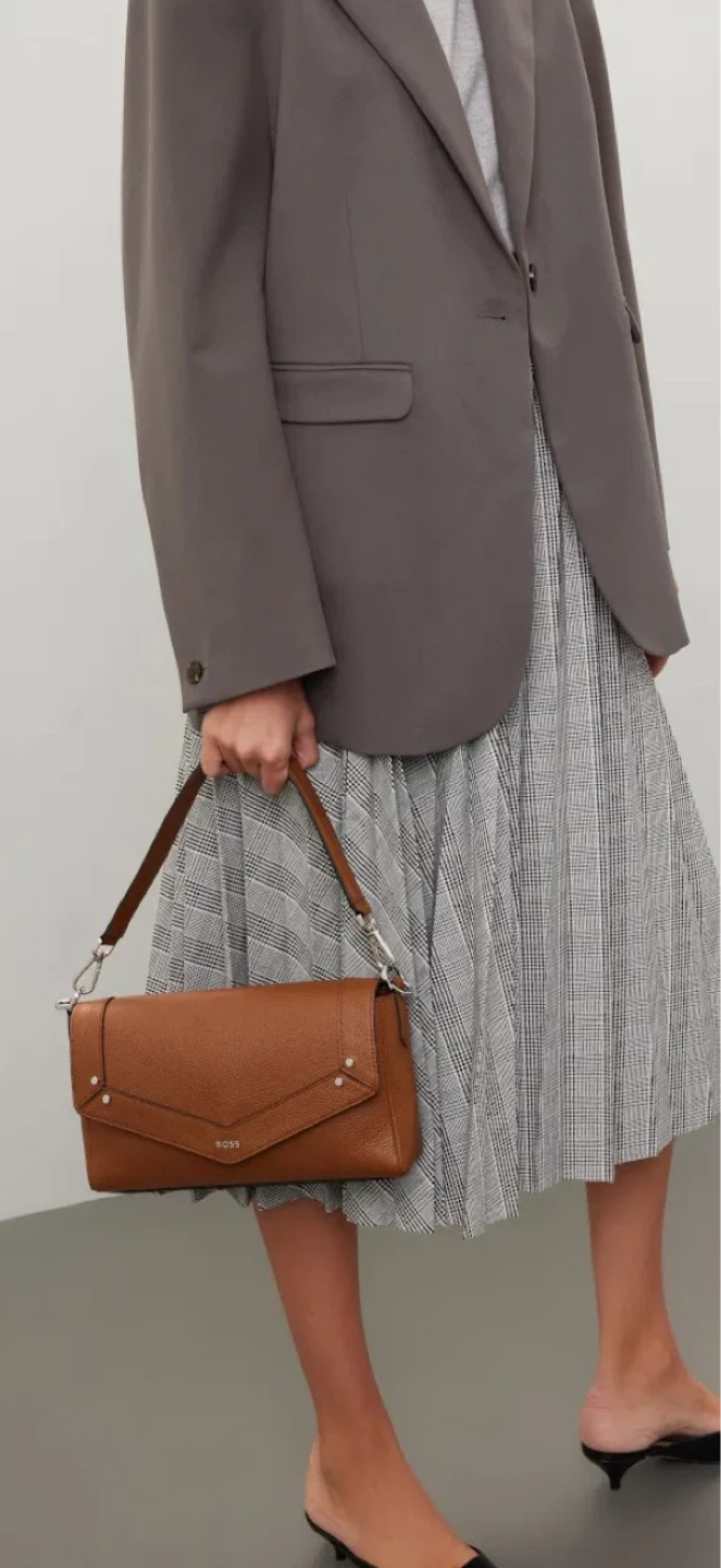 BOSS Leather Shoulder Bag - Brown