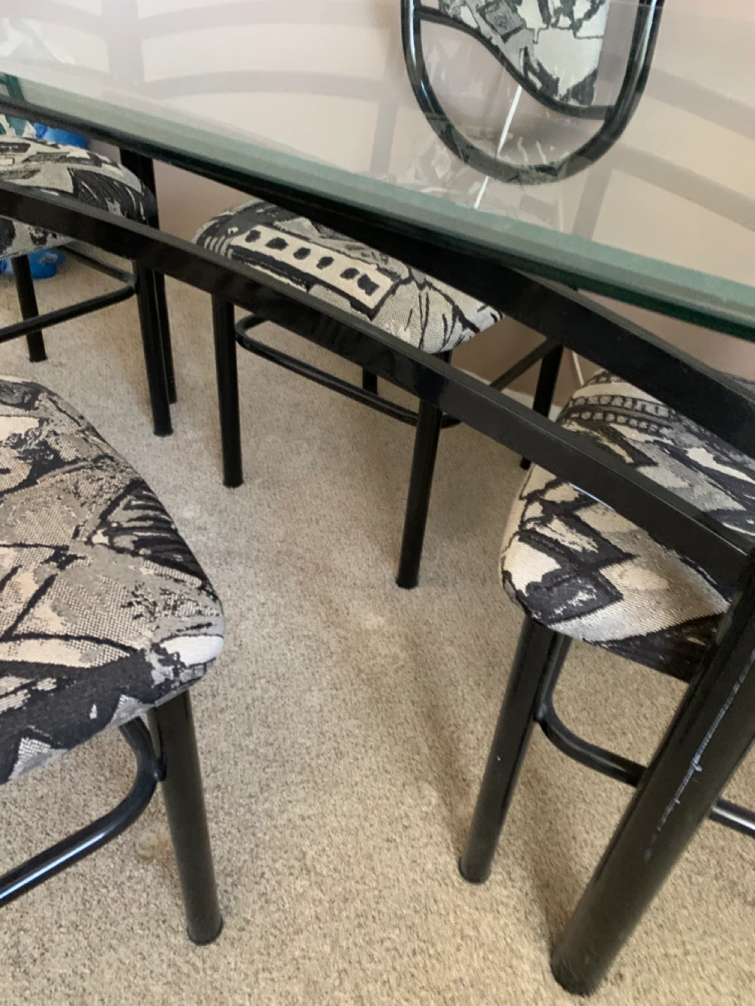 Glass Top Dining Table with 4 Chairs