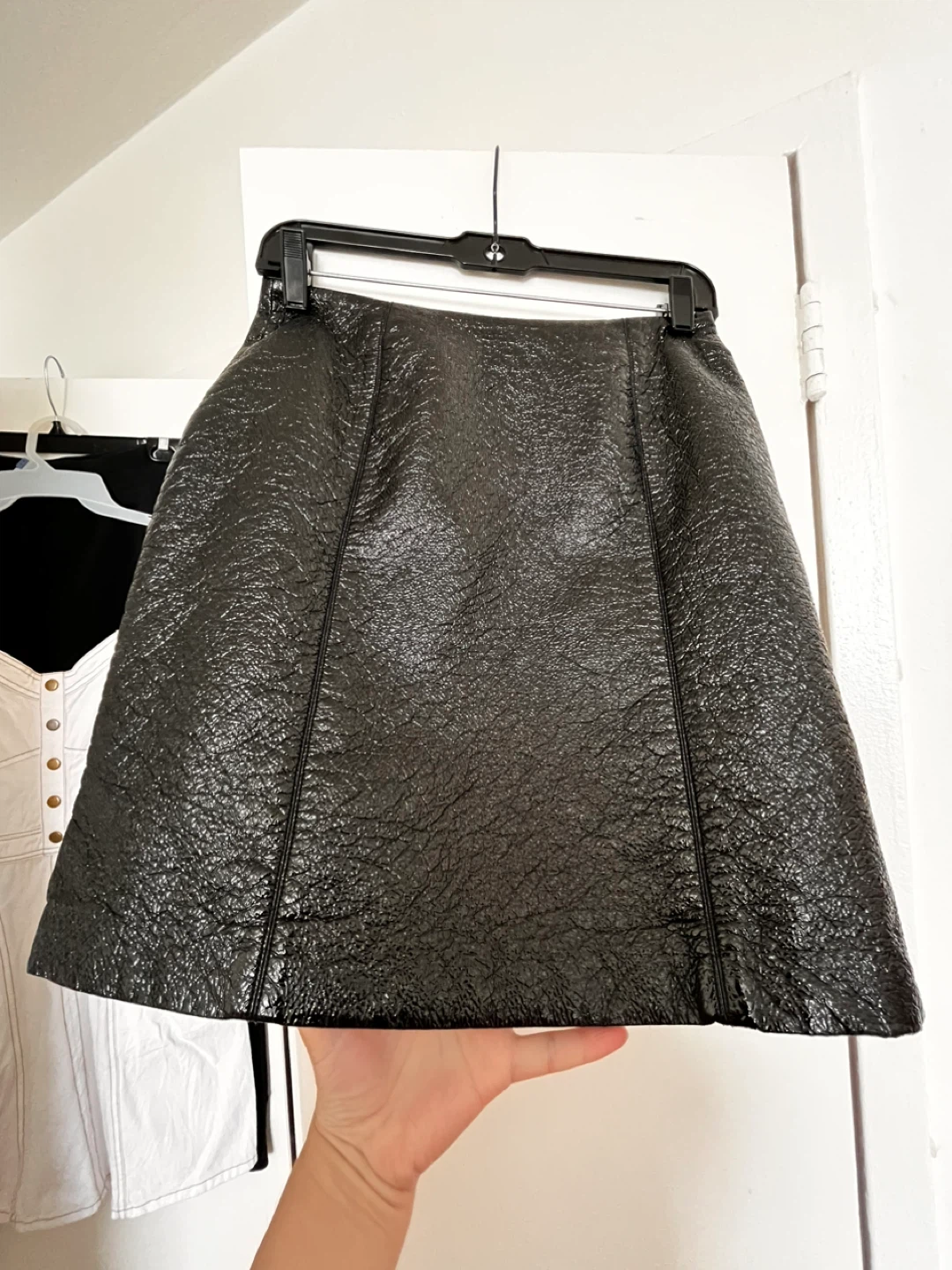 Black Man made Leather A-Line mini Skirt size 6