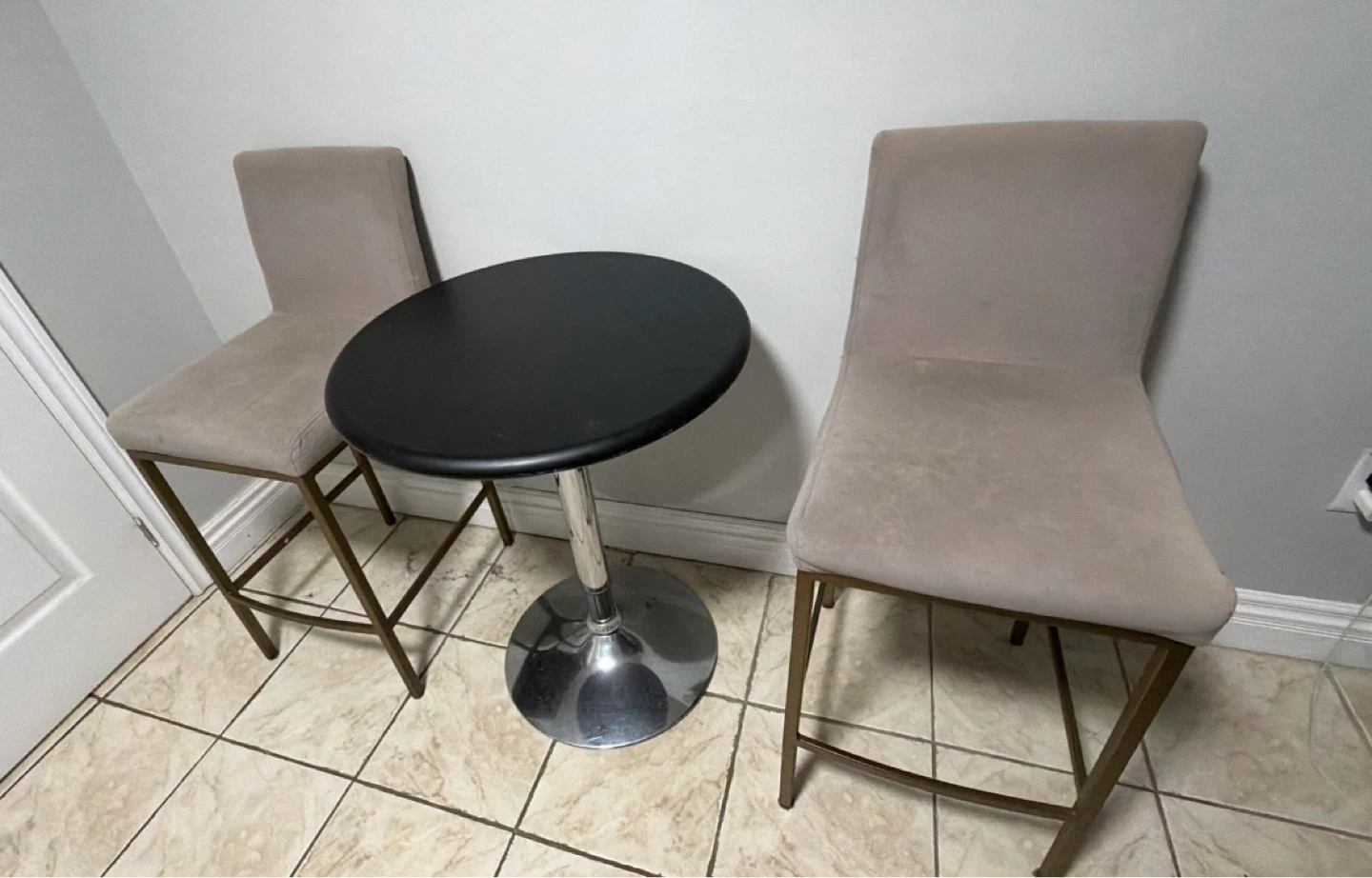 Set of 2 Bar Stools and Round Pub Table