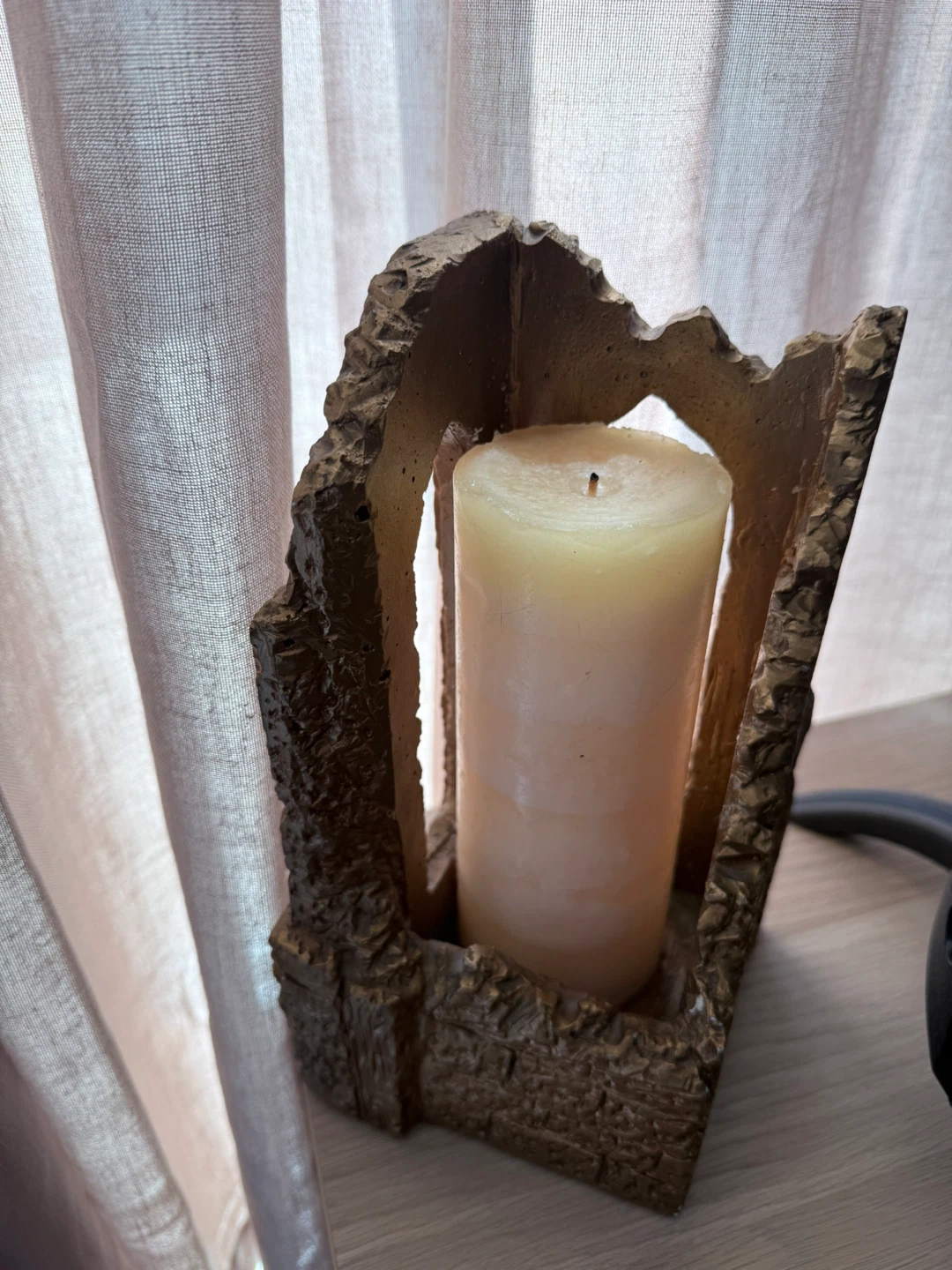Rustic Stone Pillar Candle Holder