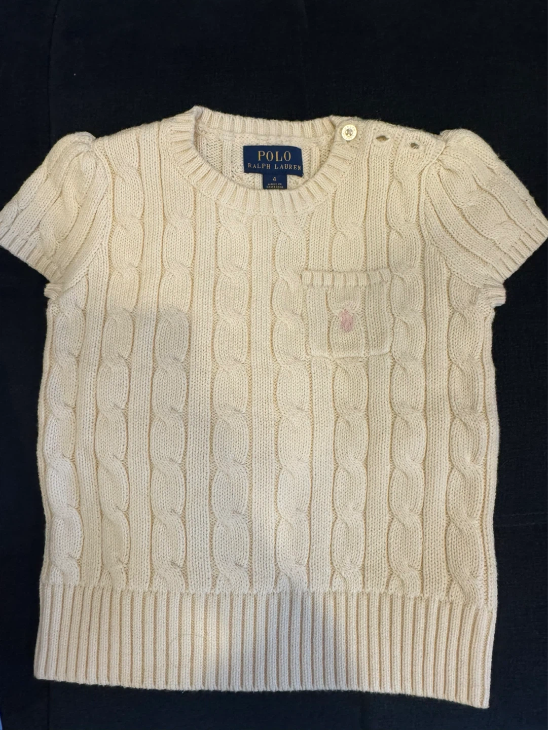 4T Polo Ralph Lauren Cream Cable Knit Sweater - Size 4