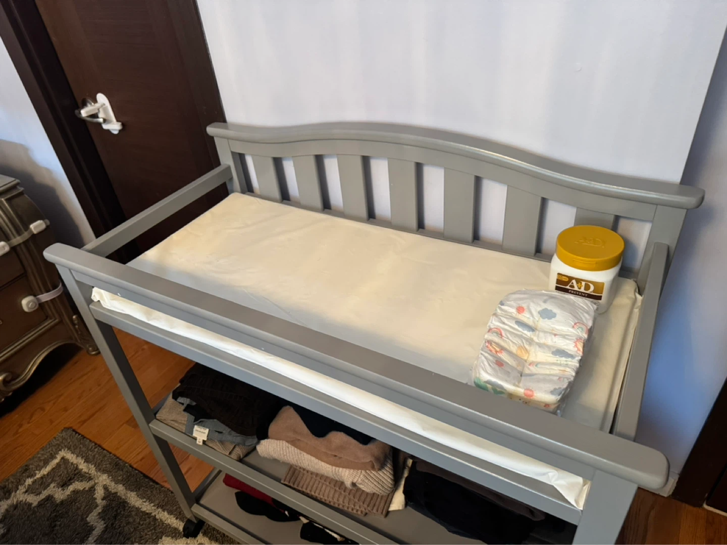 Grey Baby Changing Table with Storage Shelves - photo 2