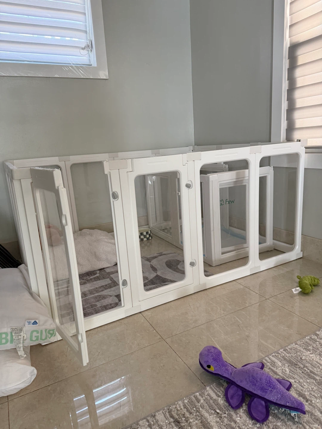 White Modular Pet Playpen Gate with Clear Panels - photo 2