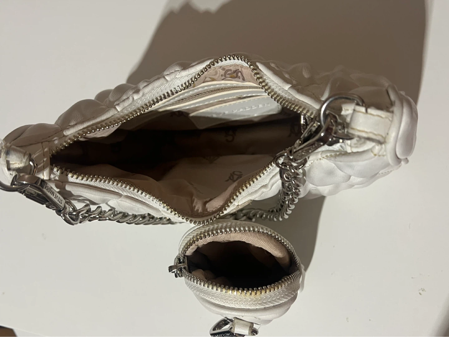 Steve Madden White Quilted Shoulder Bag with Coin Pouch - photo 3