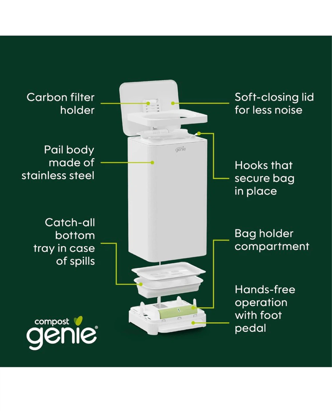 Compost Genie Compost Bin 14L Stainless Steel - photo 2