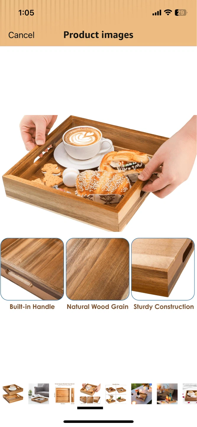 NEW! Wooden Serving Tray with Handles