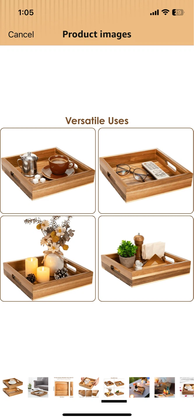 NEW! Wooden Serving Tray with Handles - photo 2
