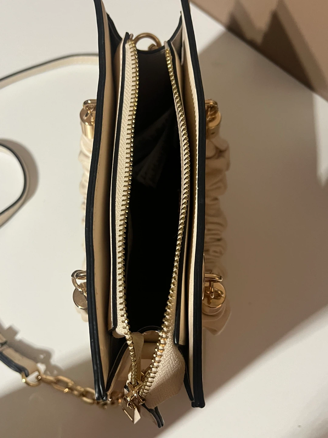 Aldo Cream Ruched Handle Top Handle Bag with Crossbody Strap - photo 4