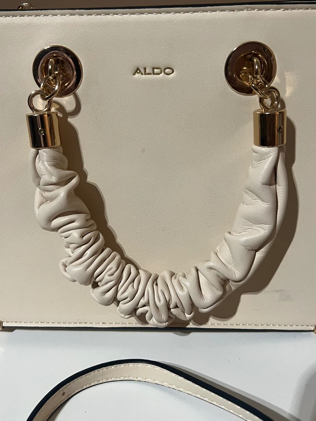 Aldo Cream Ruched Handle Top Handle Bag with Crossbody Strap - photo 2