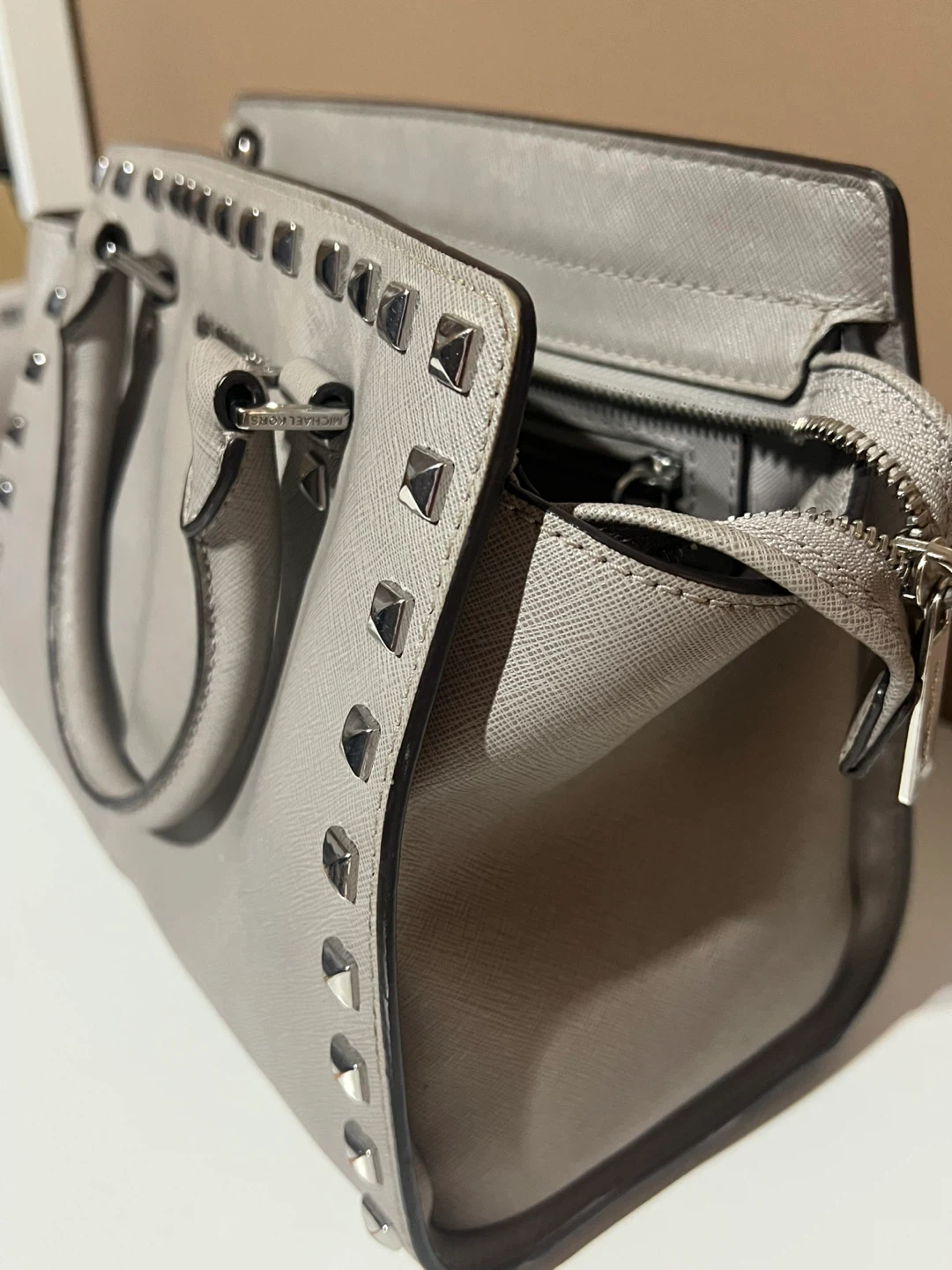 Michael Kors Studded Satchel Handbag - Grey - photo 3