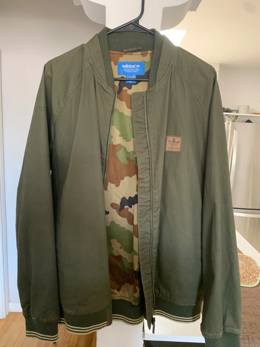Adidas Bomber Jacket - Olive Green with Camo Lining