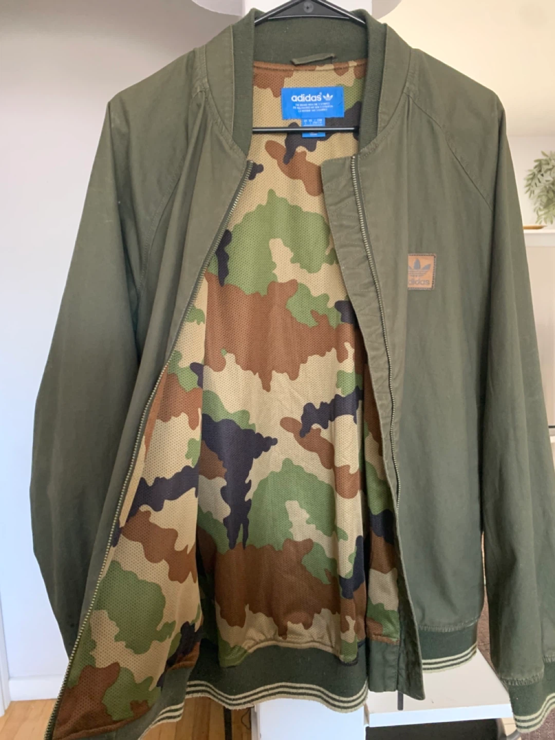 Adidas Bomber Jacket - Olive Green with Camo Lining - photo 2