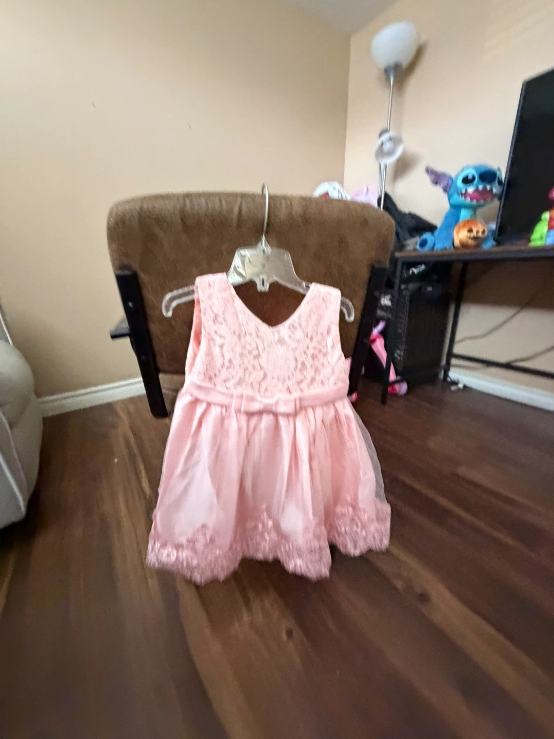 Pink Baby Dress with Lace and Bow