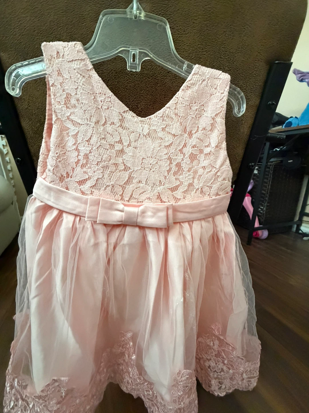 Pink Baby Dress with Lace and Bow - photo 2