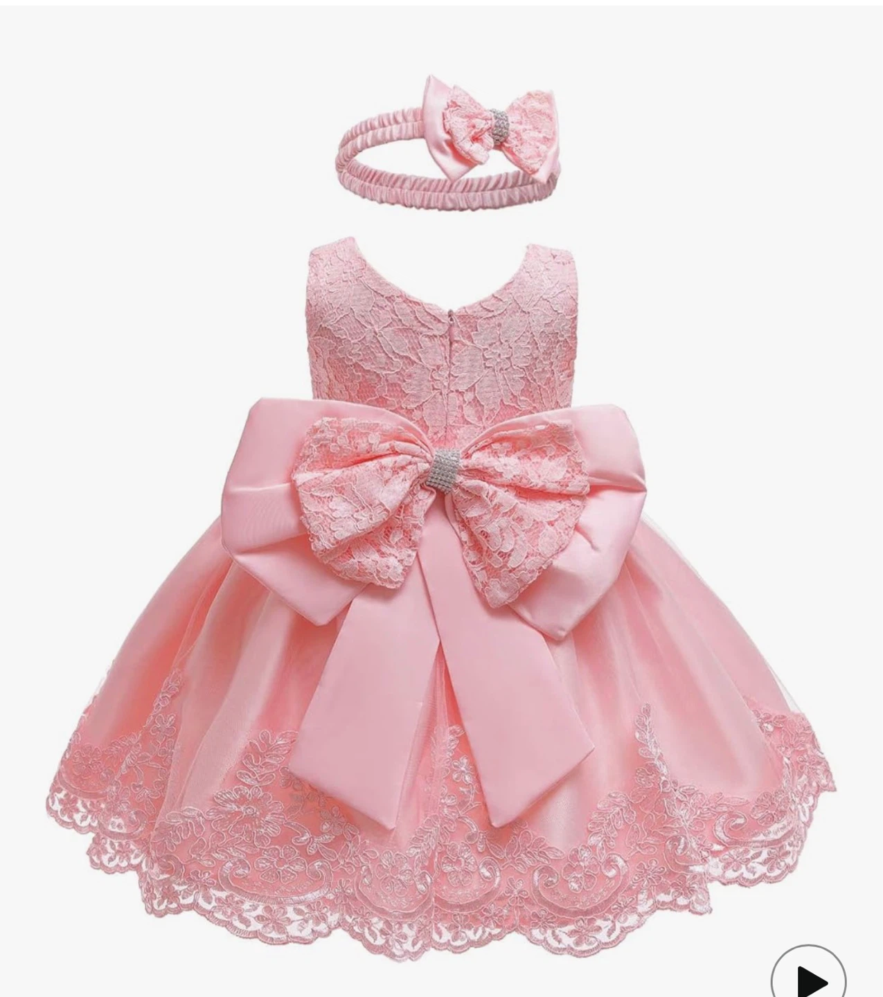 Pink Baby Dress with Lace and Bow - photo 5
