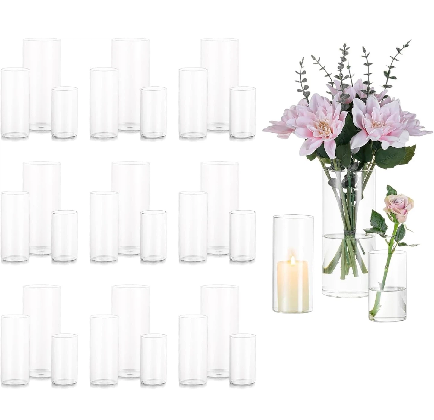 30 Pcs Cylinder Vases Set S+M+L - photo 2