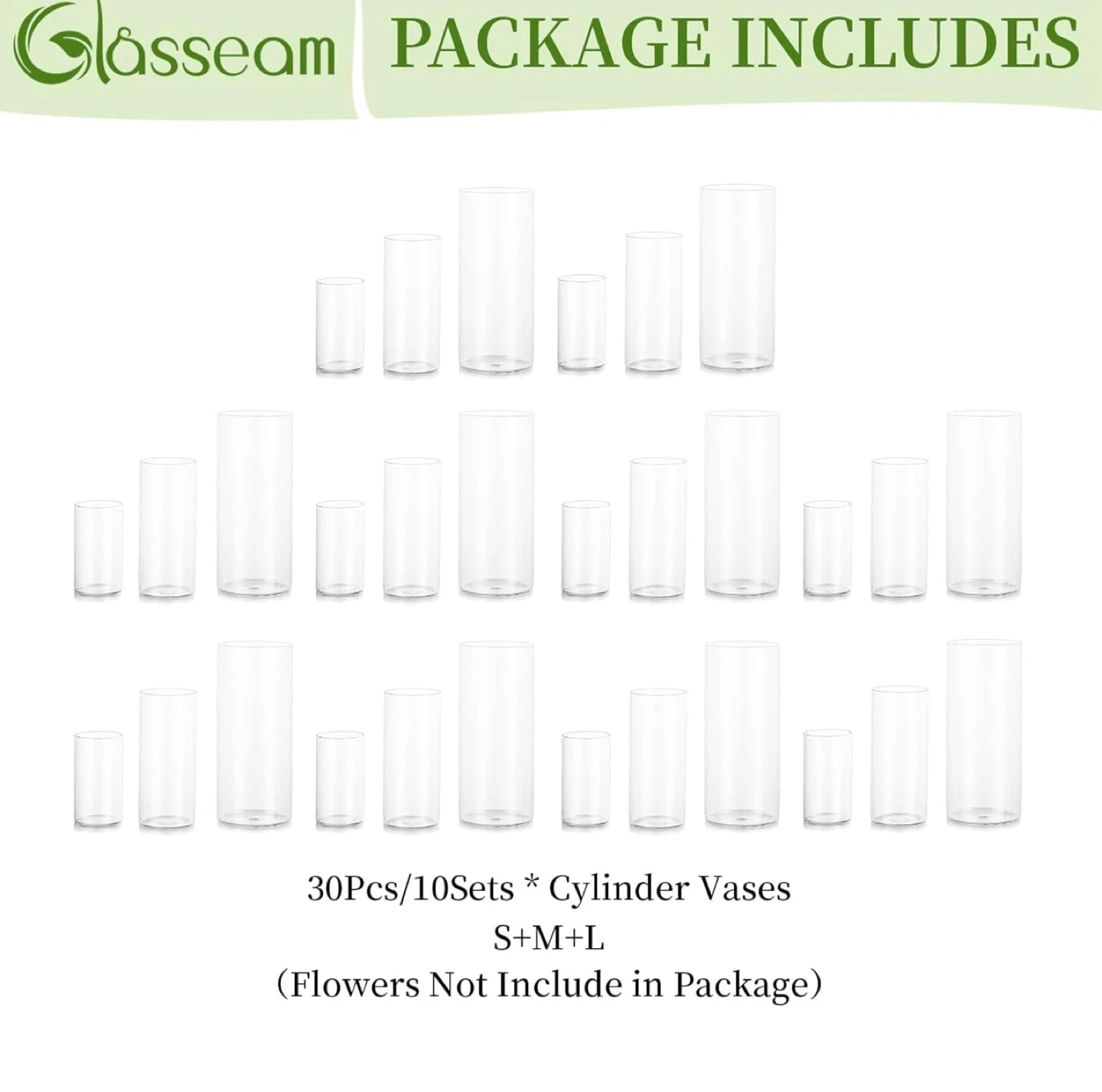 30 Pcs Cylinder Vases Set S+M+L - photo 3