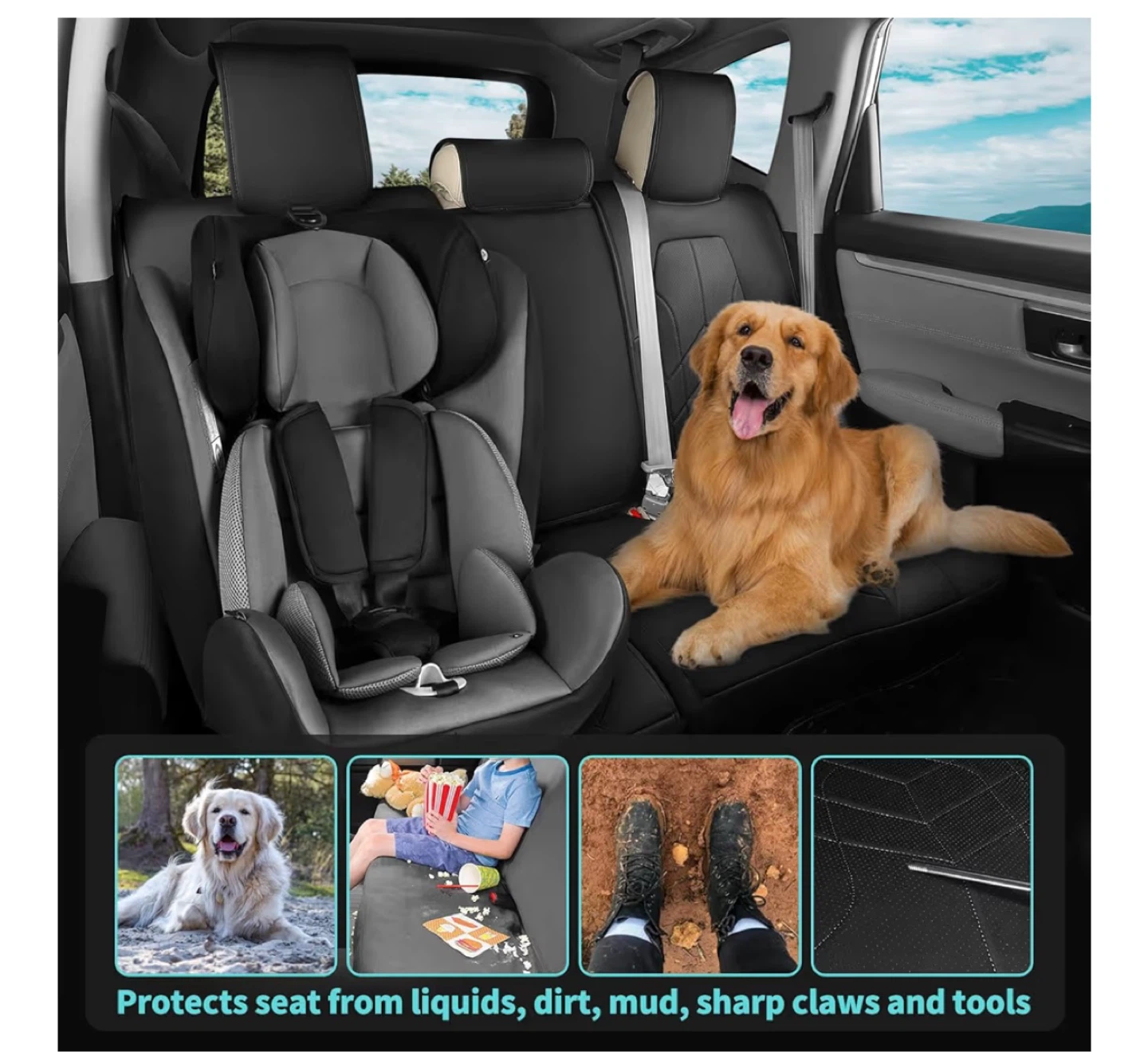 Black Car Seat Covers for Honda CR-V 2017-2022 - photo 3