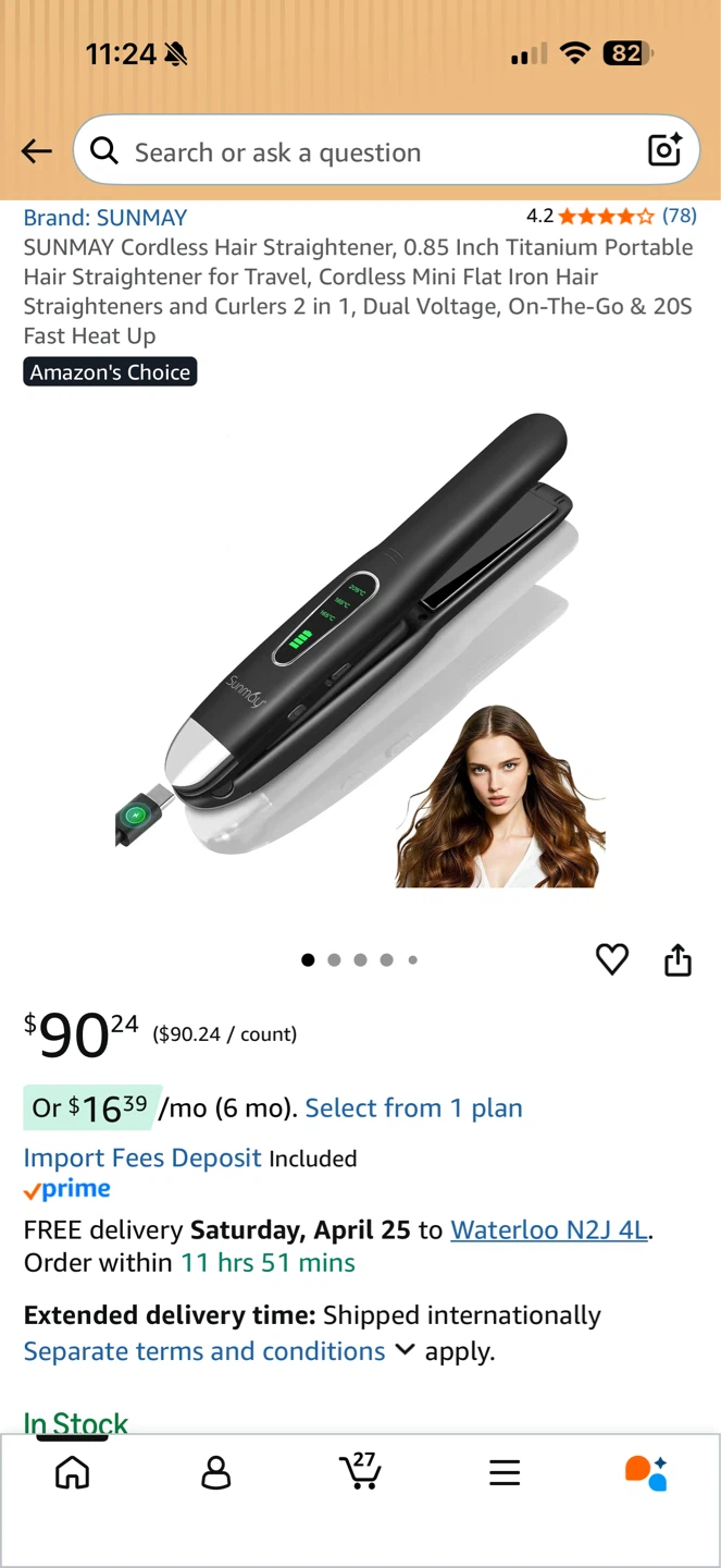 SUNMAY Cordless Hair Straightener & Curler 2-in-1 – NEW
