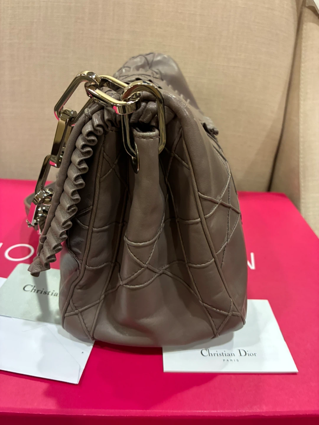 Authentic Christian Dior Leather Shoulder Bag - photo 3