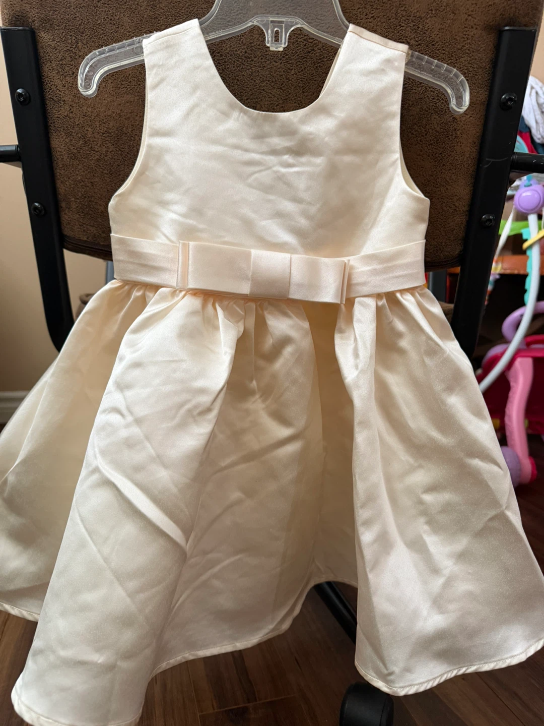 Cream Satin Dress with Big Bow and Headband - Baby Girl - photo 3