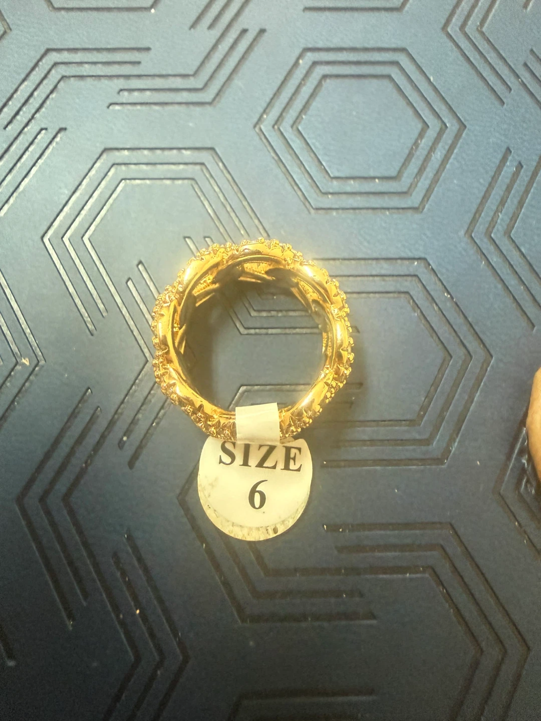 Gold Chain Link Ring with Crystals - Size 6 - photo 3