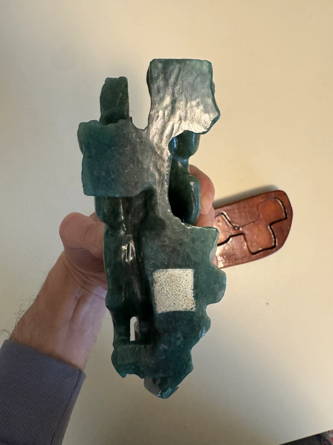 Jade Carved Horses Sculpture on Wooden Base - photo 5