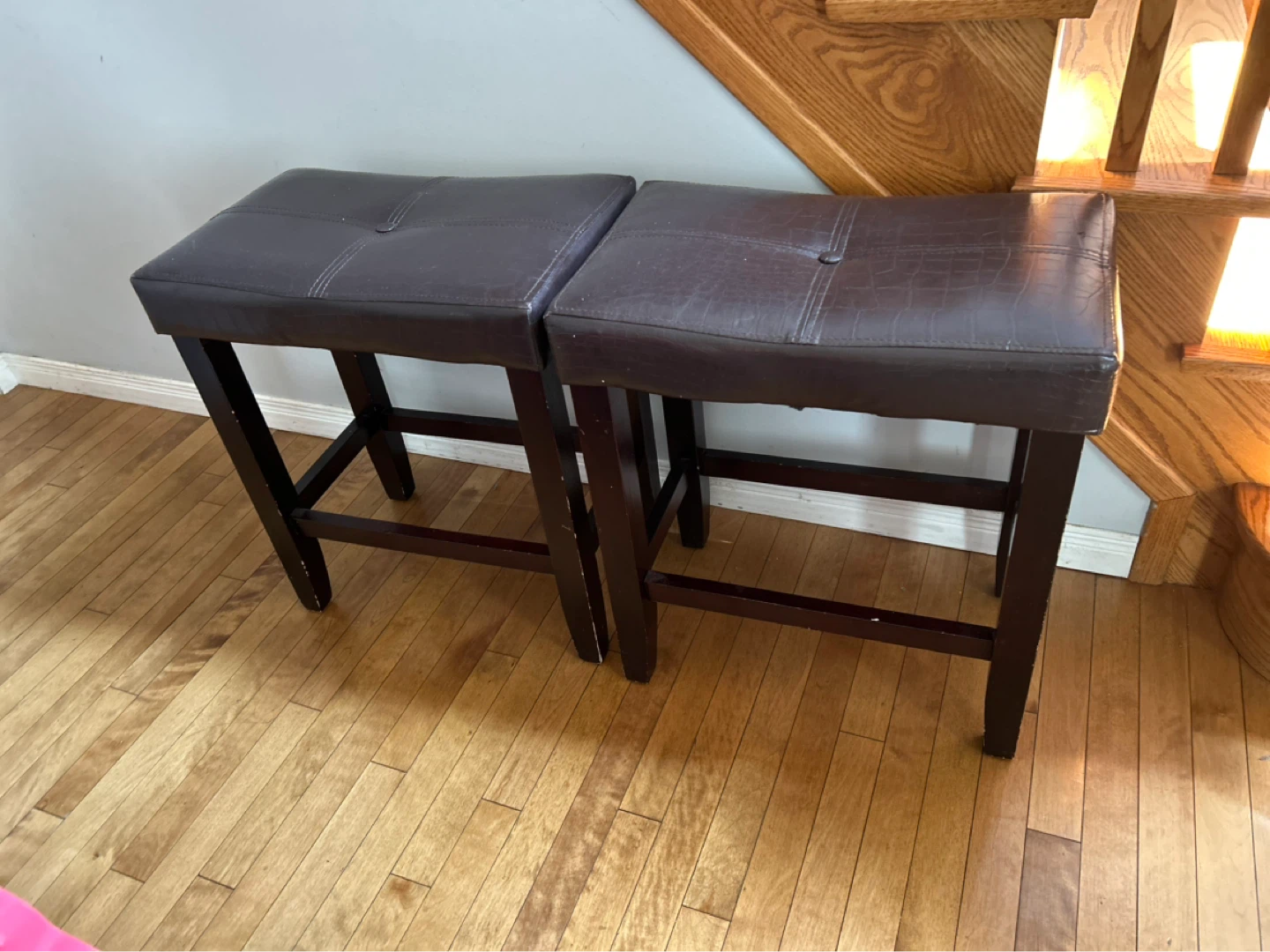 Set of 2 Brown Faux Leather Bar Stools
