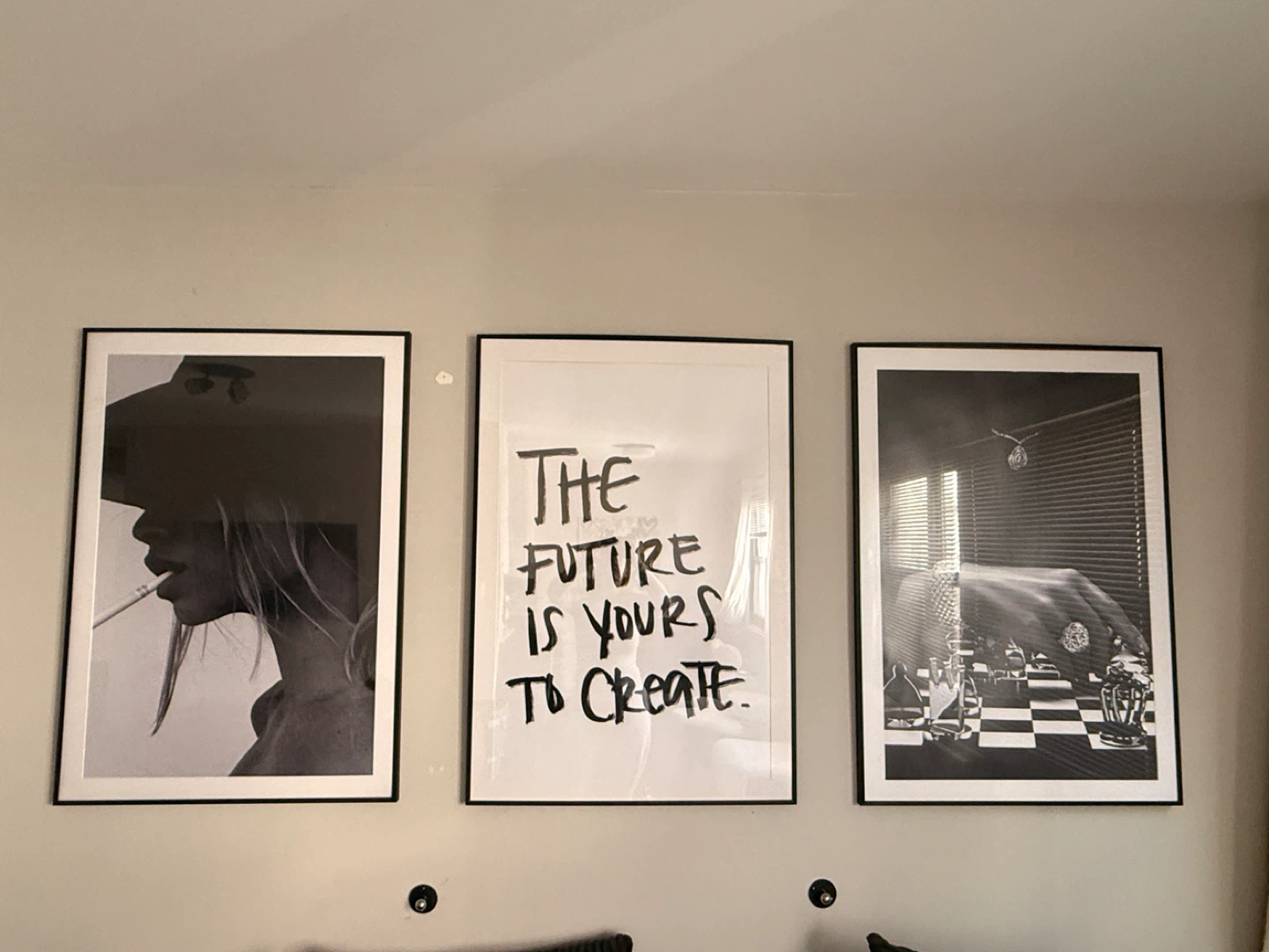 Set of 3 Framed Black and White Art Prints
