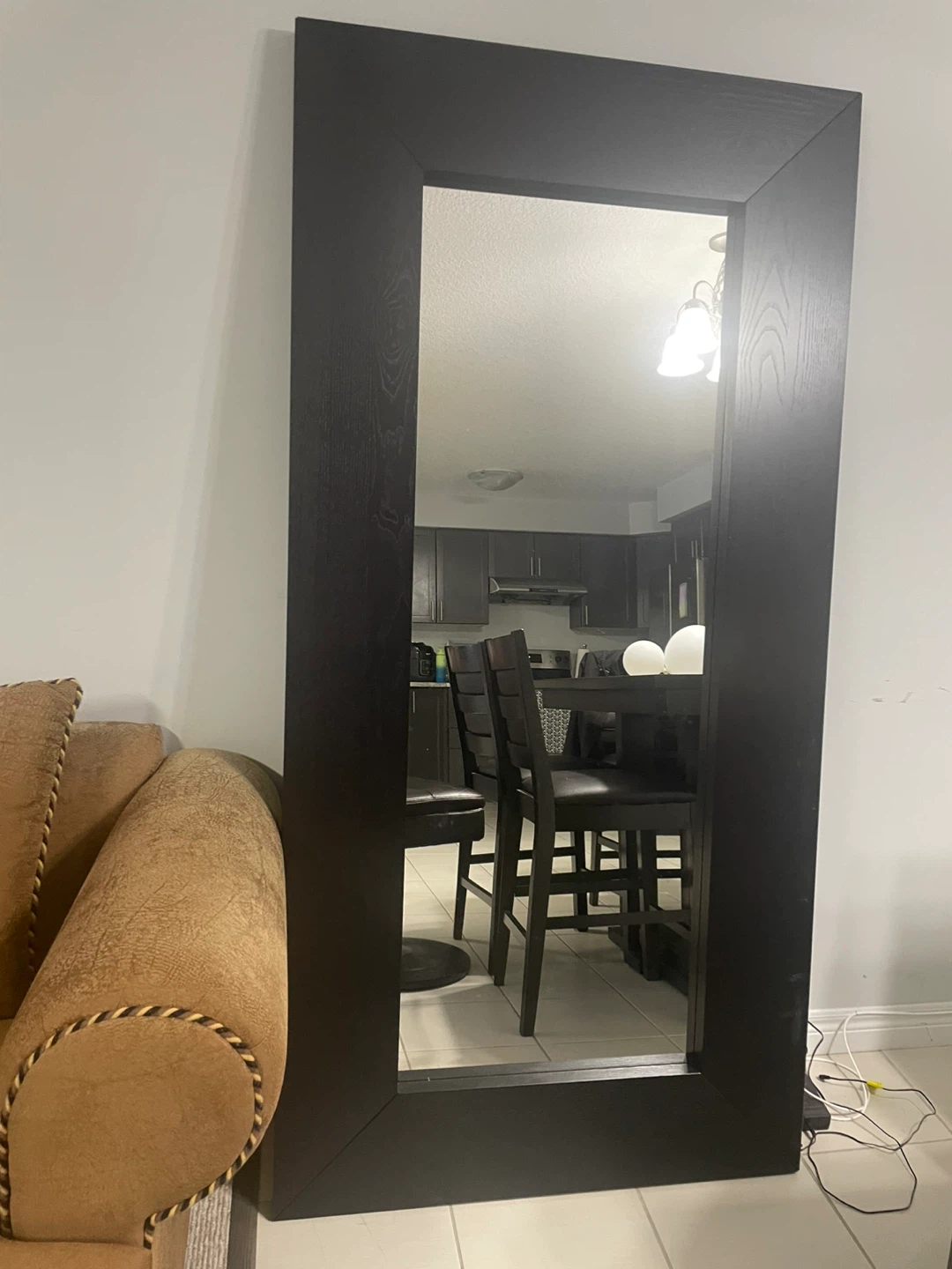 Large Black Wood Frame Floor Mirror