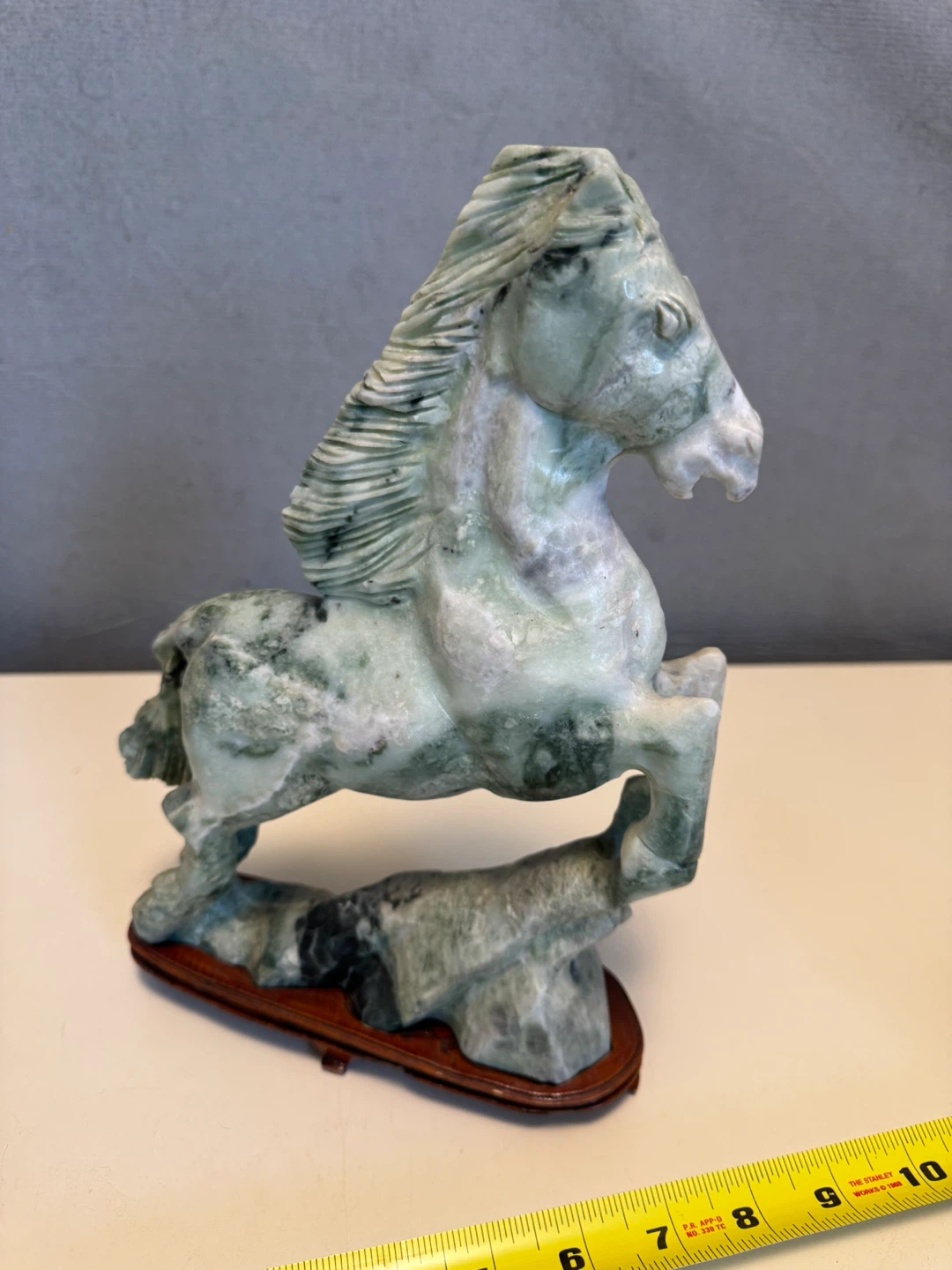 Vintage Chinese hand-carved jade or jadeite horse statue
